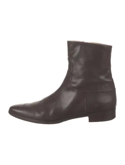 Pre-owned Theory Leather Boots In Brown