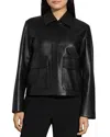 Theory Long Sleeve Leather Jacket In Black