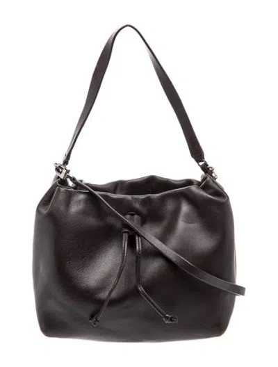 Pre-owned Theory Leather Bucket Bag In Black