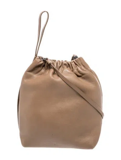 Pre-owned Theory Leather Bucket Bag In Neutral