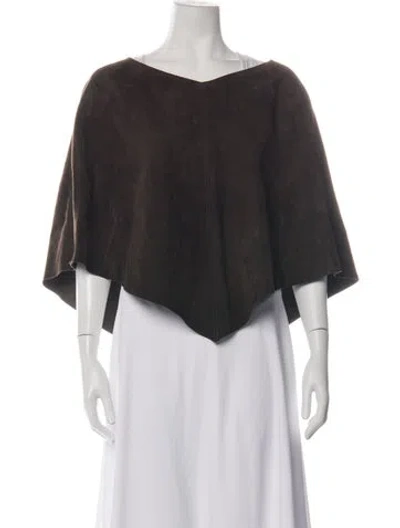 Pre-owned Theory Leather Cape In Brown