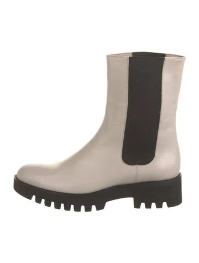 Pre-owned Theory Leather Chelsea Boots In Neutral