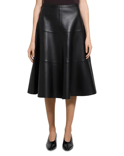 Theory Leather Circle Skirt In Black