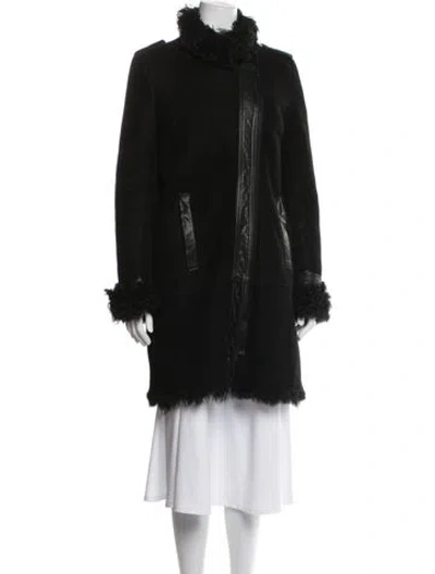 Pre-owned Theory Leather Coat In Black