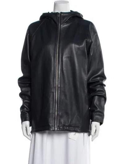 Pre-owned Theory Leather Coat In Multi