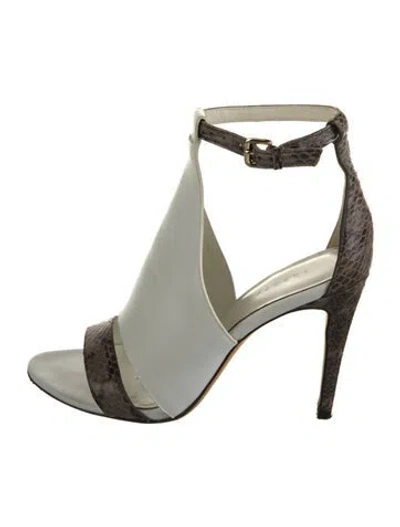 Pre-owned Theory Leather Colorblock Pattern Boots In Multi