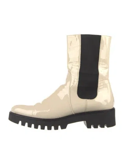 Pre-owned Theory Leather Colorblock Pattern Chelsea Boots In Neutral