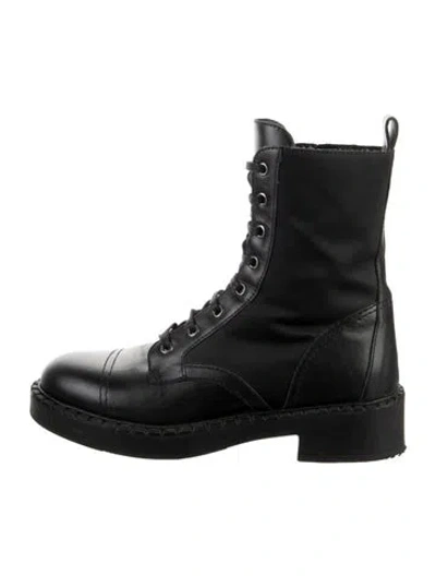 Pre-owned Theory Leather Combat Boots In Black
