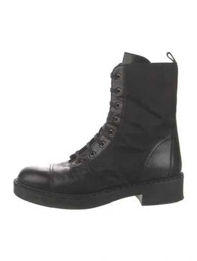 Pre-owned Theory Leather Combat Boots In Black