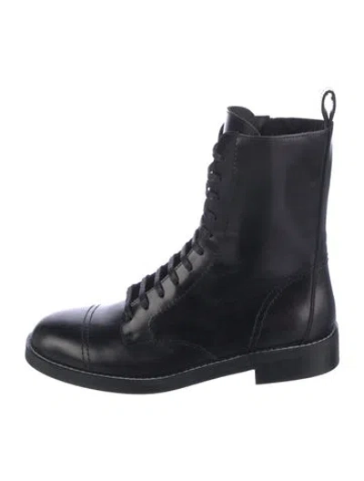 Pre-owned Theory Leather Combat Boots In Black