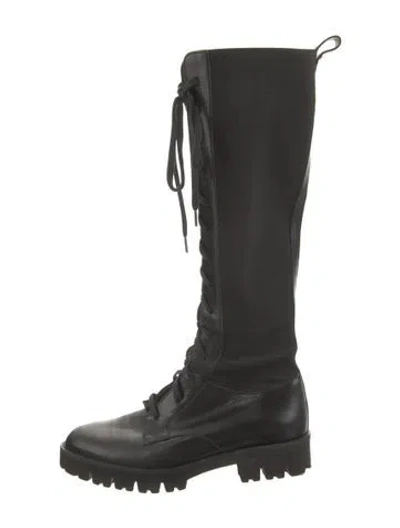 Pre-owned Theory Leather Combat Boots In Black