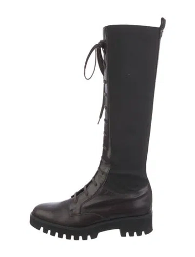 Pre-owned Theory Leather Combat Boots In Black