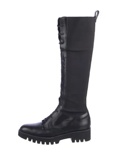 Pre-owned Theory Leather Combat Boots In Blue