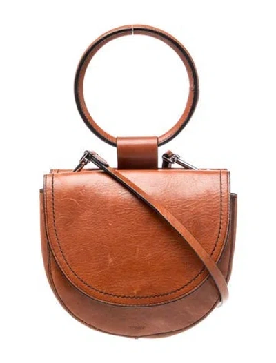 Pre-owned Theory Leather Crossbody Bag In Brown