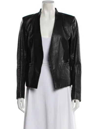 Pre-owned Theory Leather Evening Jacket In Black