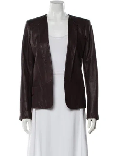 Pre-owned Theory Leather Evening Jacket In Purple