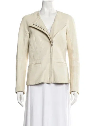 Pre-owned Theory Leather Evening Jacket In Yellow