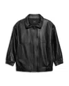 Theory Leather Front Zip Jacket In Black