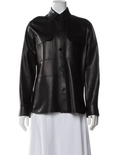Pre-owned Theory Leather Jacket In Black