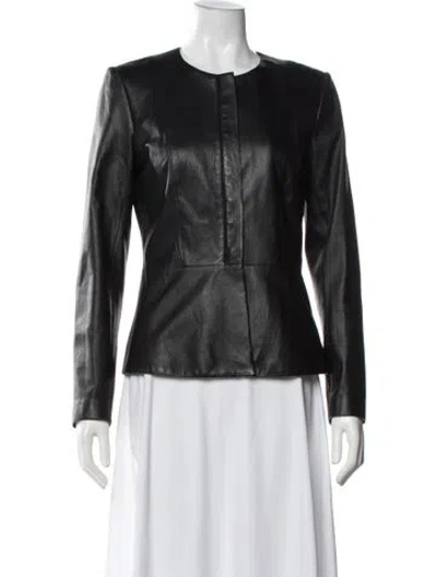 Pre-owned Theory Leather Jacket In Black