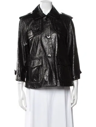 Pre-owned Theory Leather Jacket In Black