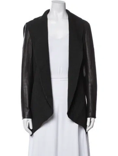 Pre-owned Theory Leather Jacket In Grey