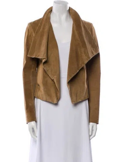 Pre-owned Theory Leather Jacket In Neutral