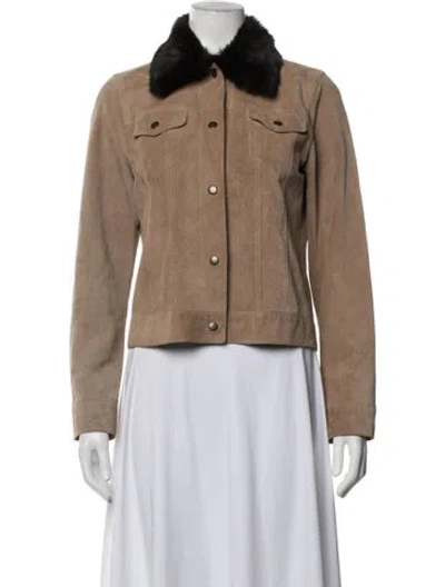Pre-owned Theory Leather Jacket In Neutrals