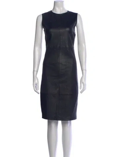 Pre-owned Theory Leather Knee-length Dress In Black