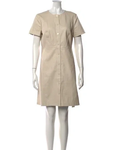 Pre-owned Theory Leather Knee-length Dress In Neutrals