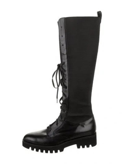 Pre-owned Theory Leather Lace-up Boots In Black