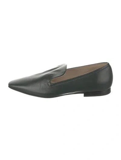 Pre-owned Theory Leather Loafers In Green