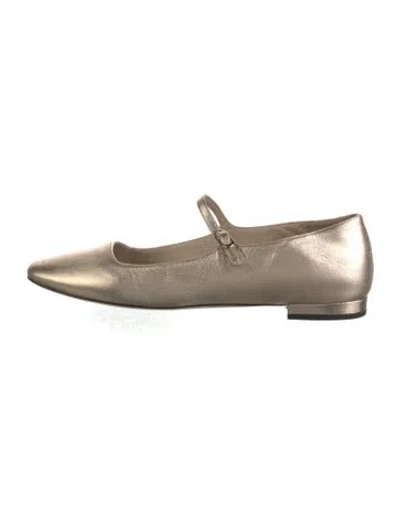 Pre-owned Theory Leather Mary Jane Flats In Gold