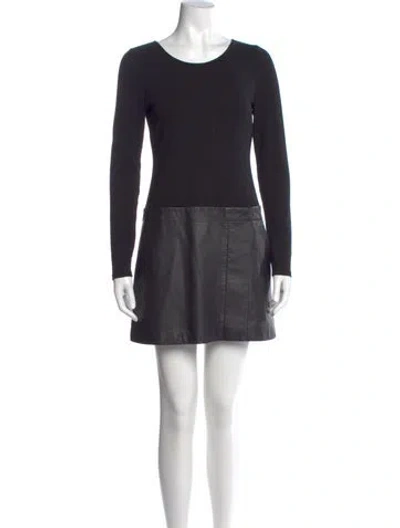Pre-owned Theory Leather Mini Dress In Black