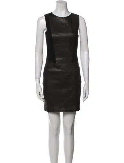 Pre-owned Theory Leather Mini Dress In Black