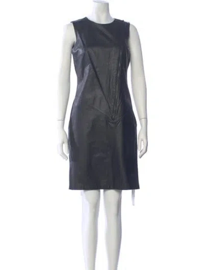 Pre-owned Theory Leather Mini Dress In Black