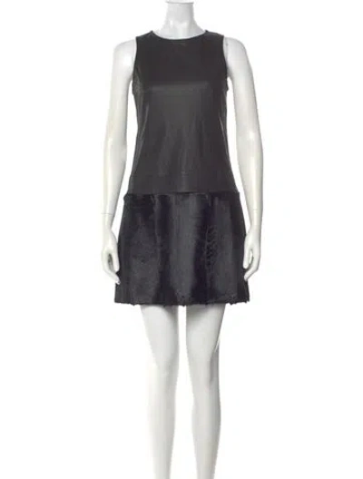 Pre-owned Theory Leather Mini Dress In Black