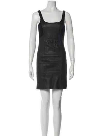 Pre-owned Theory Leather Mini Dress In Black