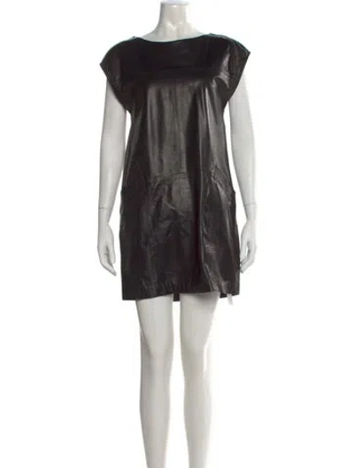 Pre-owned Theory Leather Mini Dress In Black