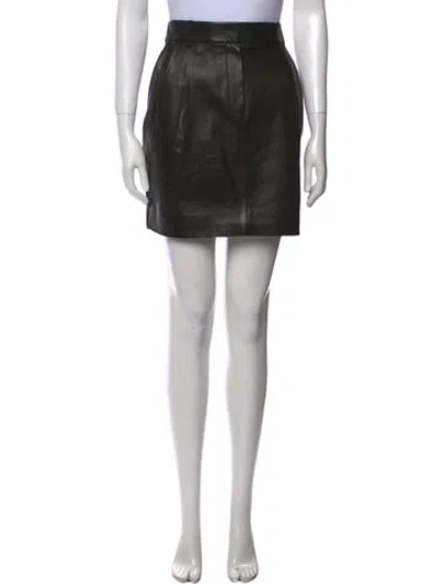 Pre-owned Theory Leather Mini Skirt In Black