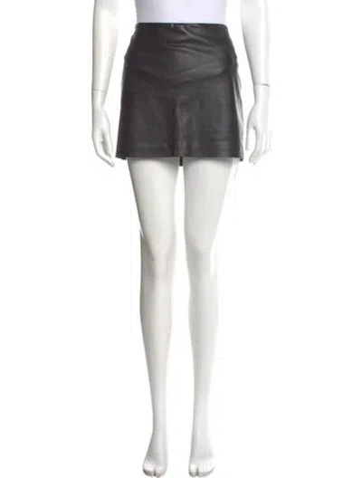 Pre-owned Theory Leather Mini Skirt In Black