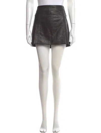 Pre-owned Theory Leather Mini Skirt In Black