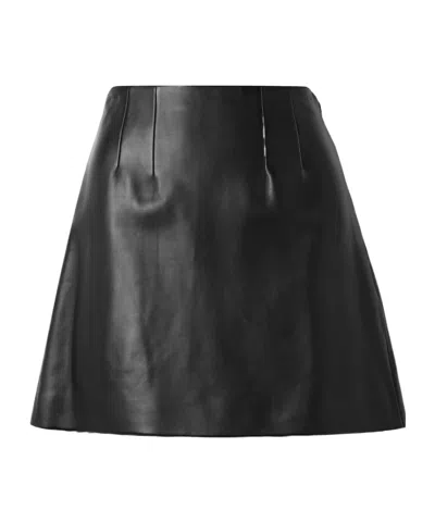 Theory Leather Mini Skirt In Black