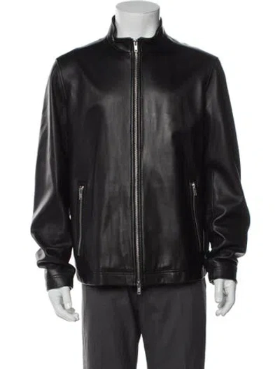 Pre-owned Theory Leather Moto Jacket In Black