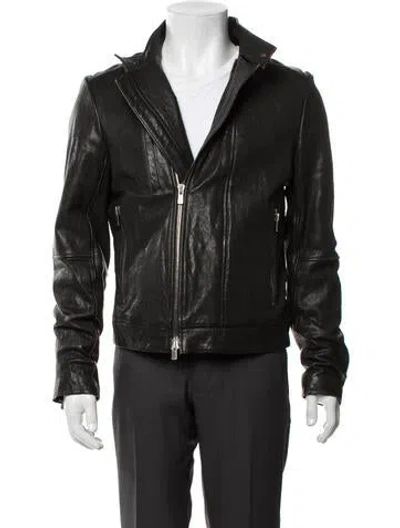 Pre-owned Theory Leather Moto Jacket In Black