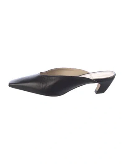Pre-owned Theory Leather Mules In Black