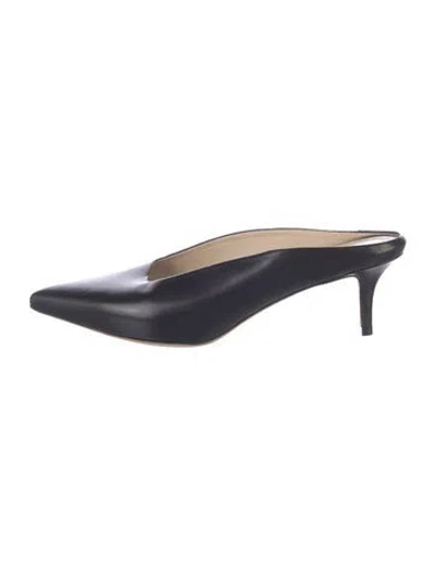 Pre-owned Theory Leather Mules In Black