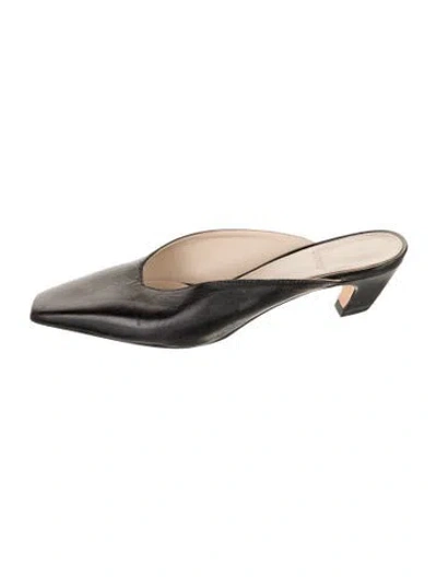 Pre-owned Theory Leather Mules In Black