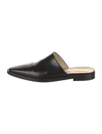 Pre-owned Theory Leather Mules In Black