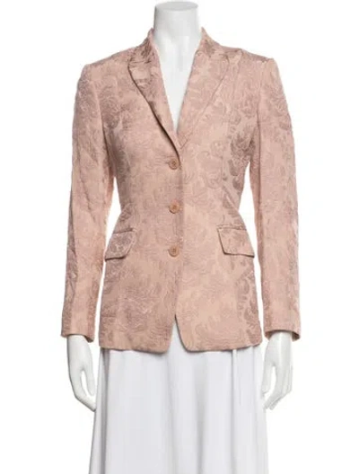 Pre-owned Theory Leather Patterned Blazer In Pink